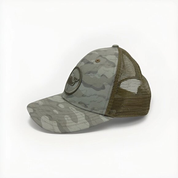 NEW Vineyard Vines Camo Whale Dot Performance Trucker Hat Khaki One Size NWOT - Picture 8 of 10